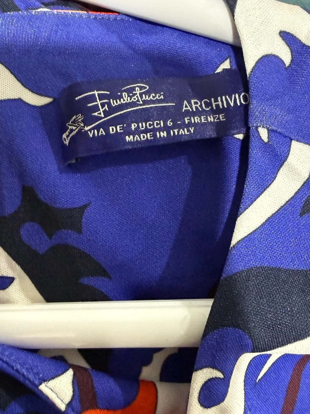 Emilio Pucci Royal Blue dress with Orange Pink Floral Motif - Picture 5 of 7